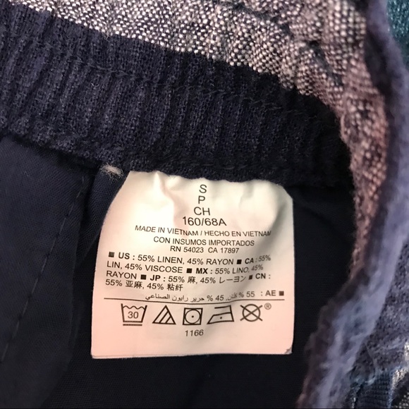 Old navy linen shorts blue and navy stripe size sm - Picture 2 of 3